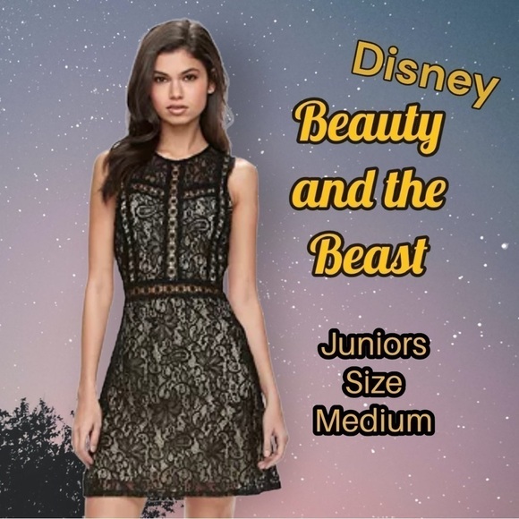 disney's Beauty and the Beast Juniors' Lace Shift Dress Size Medium - Picture 1 of 9